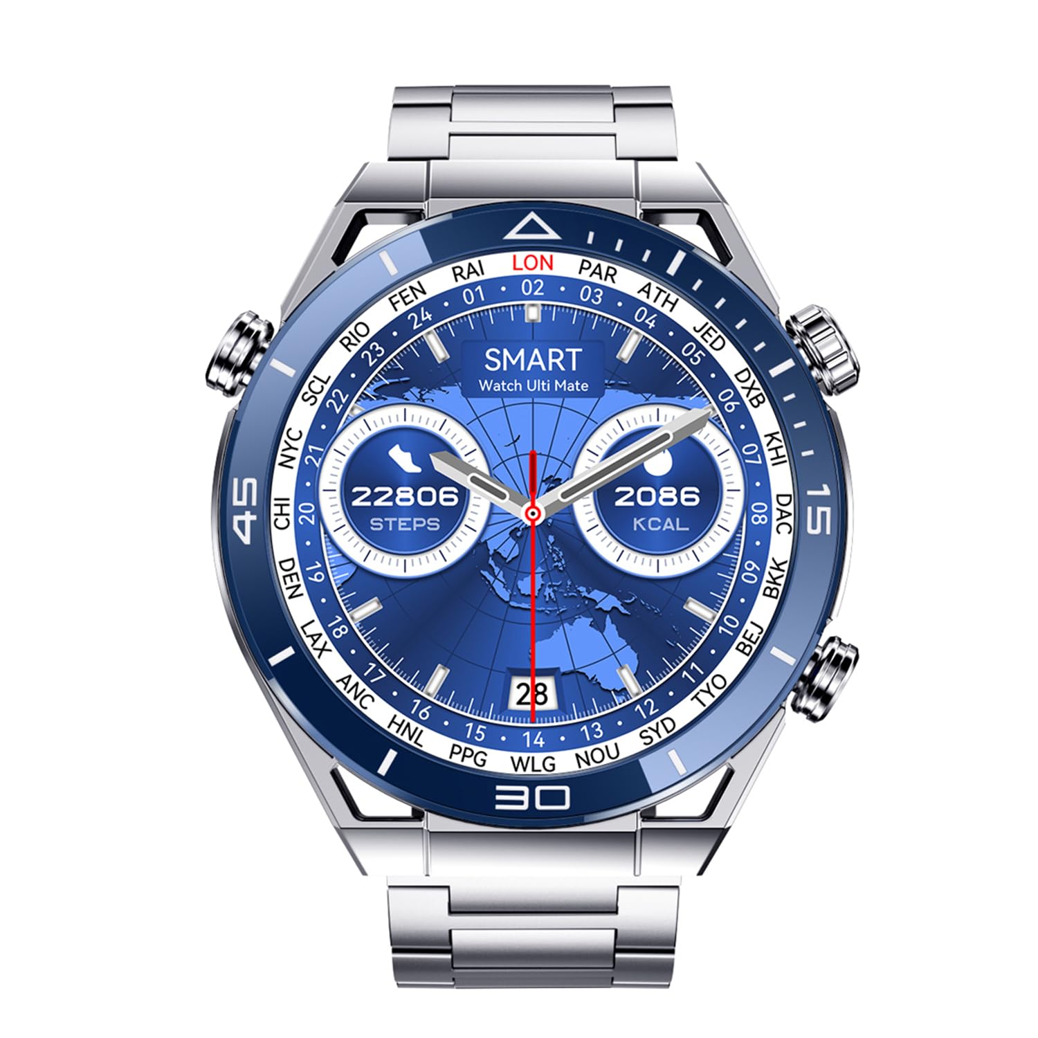 Smart Watch DT Ultra Mate 1.5-inch AMOLED Qibla Kaaba Direction Smartwatch Sports Fitness Pedometer Sleep Tracker Compatible with Android & iOS Men Hands-Free Calls (Silver Blue) Smart Watch DT Ultra Mate 1.5-inch AMOLED Qibla Kaaba Direction Smartwatch Sports Fitness Pedometer Sleep Tracker Compatible with Android & iOS Men Hands-Free Calls (Silver Blue)